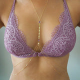 14k Gold Filled with 14k Solid Gold AMETHYST Double Layer Oval Coin Line Dainty Body Chain