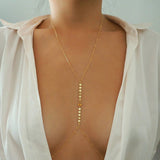 14k Gold Filled with 14k Solid Gold CITRINE Oval Coin Line Dainty Body Chain