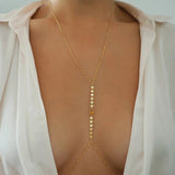 14k Gold Filled with 14k Solid Gold CITRINE Oval Coin Line Dainty Body Chain