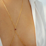 14k Gold Filled with 14k Solid Gold Tiny GARNET Dainty Body Chain