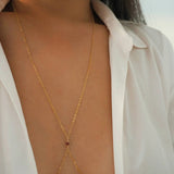 14k Gold Filled with 14k Solid Gold Tiny GARNET Dainty Body Chain