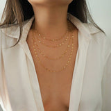 14k Gold Filled Sparkle Bar Chain Multi Strand Necklace