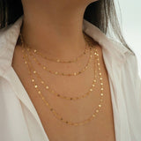 14k Gold Filled Sparkle Bar Chain Multi Strand Necklace