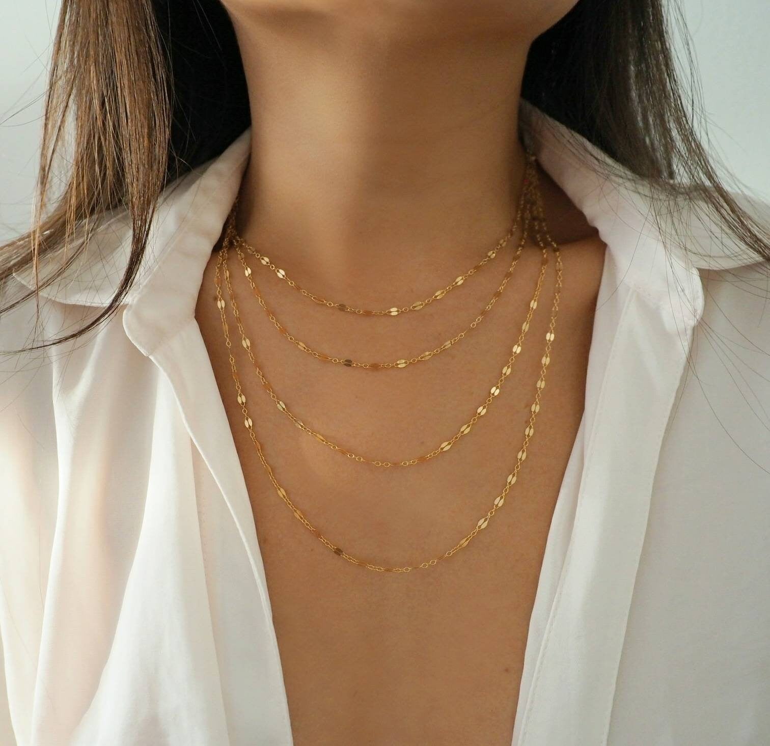 14K Gold Fill Extender Cable Chain for Necklaces