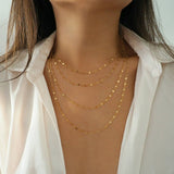 14k Gold Filled Sparkle Bar Chain Multi Strand Necklace
