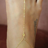 14k Gold Filled with 14k Solid Gold CITRINE Dainty Foot Piece Anklet