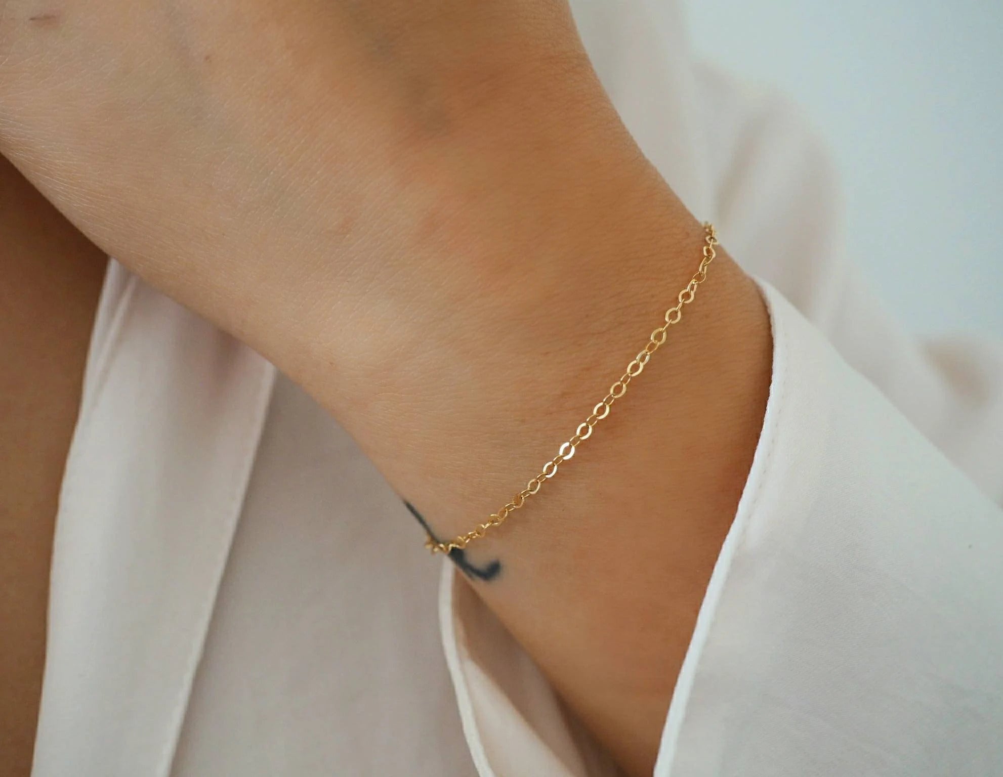 14k GOLD Filled Minimalist Simple Chain Bracelet DianaHoDesigns