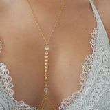 14k Gold Filled with 14k Solid Gold WHITE TOPAZ Double Layer Oval Coin Line Dainty Body Chain