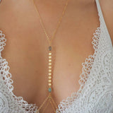 14k Gold Filled with 14k Solid Gold LABRADORITE Double Layer Oval Coin Line Dainty Body Chain