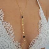 14k Gold Filled with 14k Solid Gold SPINEL Double Layer Oval Coin Line Dainty Body Chain