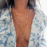 14k Gold Filled Sparkle Bar Chain Multi Strand Necklace
