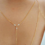 14k Gold Filled with 14k Solid Gold White Topaz T-Row Dainty Chain Bralette Halter Top Body Chain
