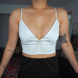 14k Gold Filled Double Layer DRAPED BACK Coin Line Body Chain