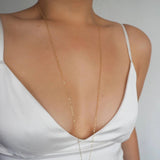 14k Gold Filled with 14k Solid Gold Garnet Stone Low Hanging V Dainty Body Chain