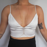 14k Gold Filled with 14k Solid Gold Garnet Stone Low Hanging V Dainty Body Chain