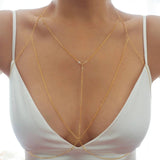 14k Gold Filled with 14k Solid Gold White Topaz T-Row Dainty Chain Bralette Halter Top Body Chain