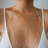STERLING SILVER Tiny Coins T-Row Dainty Chain Bralette Halter Top Body Chain