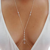 Sterling Silver with CZ Fan Double Layer Dainty Body Chain