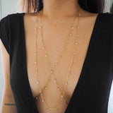 14k Gold Filled Hanging CZ Diamonds Dainty Body Chain | Version 2.0
