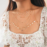 14k Gold Filled Sparkle Bar Chain Multi Strand Necklace