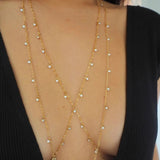 14k Gold Filled Hanging CZ Diamonds Dainty Body Chain | Version 2.0