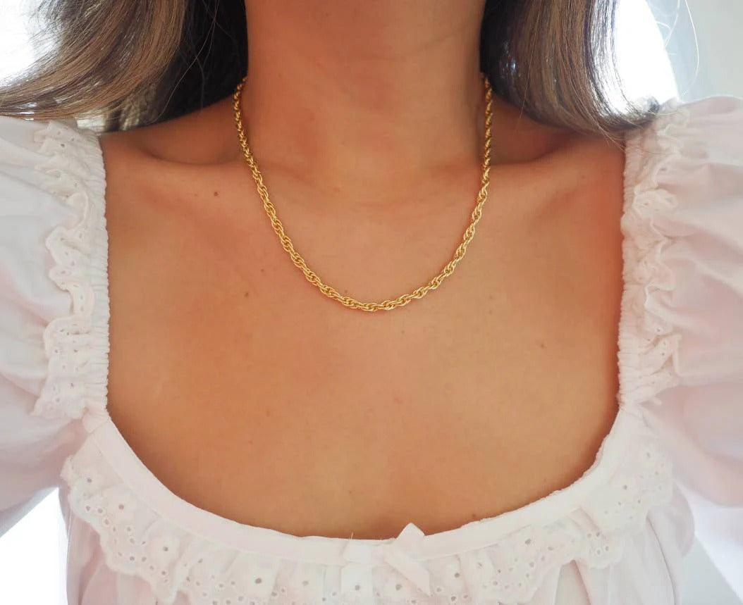 14k Gold Filled Braided Rope Chain Necklace