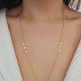 14k Gold Filled & 14k SOLID GOLD White Topaz Shapes Dainty Body Chain | VERSION 2.0
