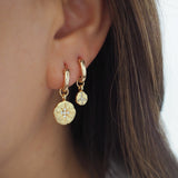 14k Gold Filled Hoops with 14k Gold Plated CZ Starburst