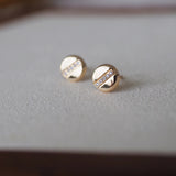 14k Solid Gold CZ Nail Head Stud Earrings | Sold as Pair