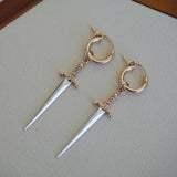 14k Gold Filled Hoops with Sword Charm | Sold as Pair