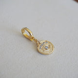14k Gold Vermeil CZ Evil Eye Charm Pendant