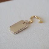 14k Gold Vermeil CZ ID Tag Charm Pendant