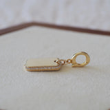 14k Gold Vermeil CZ ID Tag Charm Pendant