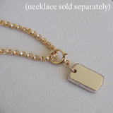 14k Gold Vermeil CZ ID Tag Charm Pendant
