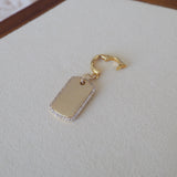 14k Gold Vermeil CZ ID Tag Charm Pendant