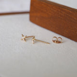 14k Solid Gold CZ Tiny Star Stud Earrings | Sold as Pair