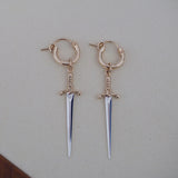 14k Gold Filled Hoops with Sword Charm | Sold as Pair