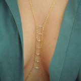 14k Gold Filled with 14k Solid Gold White Topaz Marquise Ladder Body Chain | VERSION 2.0