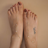 14k Gold Filled Tiny Swarovski Crystals Foot Piece Anklet