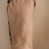 14k Gold Filled Tiny Swarovski Crystals Foot Piece Anklet