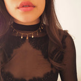 Tiny CZ Diamonds and Oval Coins 14k Gold Filled Dainty Charm Necklace