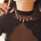 Tiny CZ Diamonds and Oval Coins 14k Gold Filled Dainty Charm Necklace