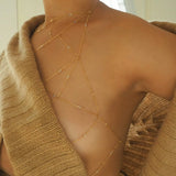 14k Gold Filled & Tiny CZ Diamonds Mesh Bralette Halter Top Body Chain
