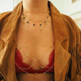 14k Gold Filled & Tiny CZ Diamonds Mesh Bralette Halter Top Body Chain