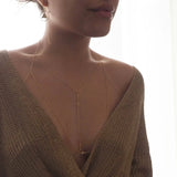 14k Gold Filled T-Row Dainty Halter Top Body Chain with CZ Diamonds
