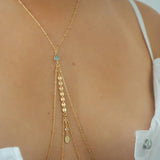 14k Gold Filled with 14k Solid Gold LABRADORITE Coin Double Layer Dainty Body Chain