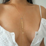 14k Gold Filled with 14k Solid Gold LABRADORITE Coin Double Layer Dainty Body Chain