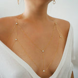 VERSION 2.0 |14k Gold Filled Cosmic CZ Diamond Dainty Chain Bralette Halter Top Body Chain VERSION 2.0