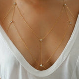 VERSION 2.0 |14k Gold Filled Cosmic CZ Diamond Dainty Chain Bralette Halter Top Body Chain VERSION 2.0