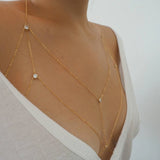 VERSION 2.0 |14k Gold Filled Cosmic CZ Diamond Dainty Chain Bralette Halter Top Body Chain VERSION 2.0